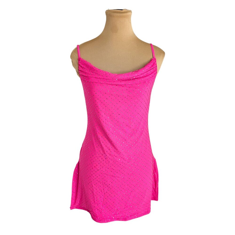 White Fox Boutique Hot Pink Mini Dress with Rhinestones